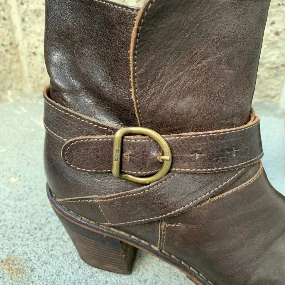 FIORENTINI + BAKER Womens Ankle Booties US 9 Euro 39 Brown Italian Buckle Boots - Picture 4 of 11